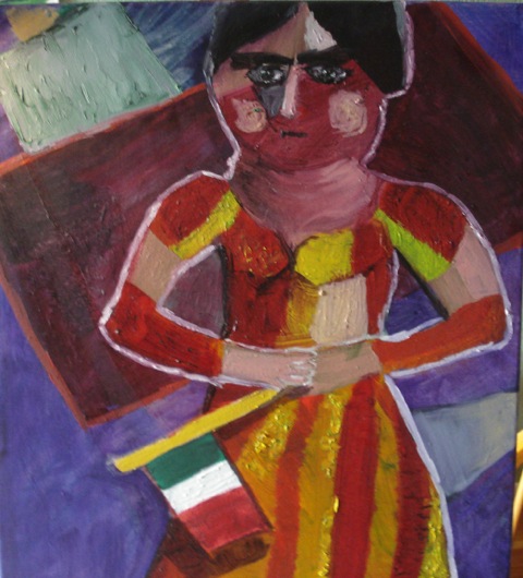 Frida Kahlo met Mexicaanse vlag