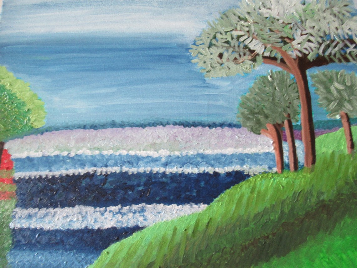 "Bomen langs rivier"