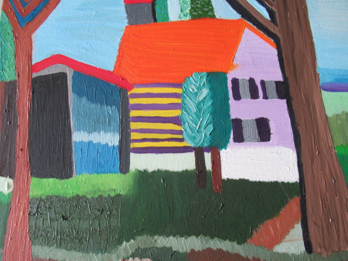 "Huizen aan een park"