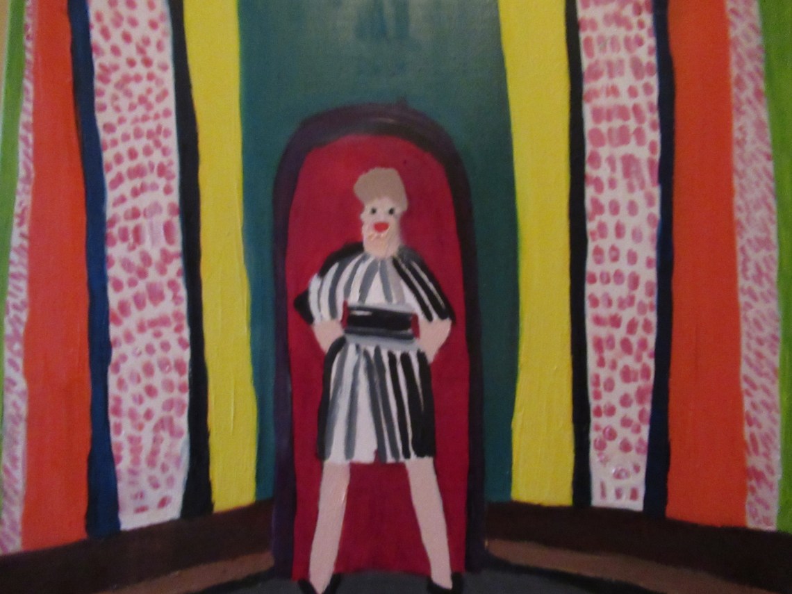 "Tilda Swinton voor kleurrijke achtergrond"