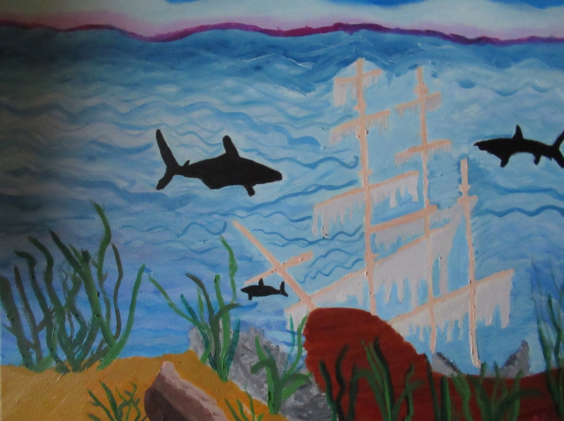 "Onder waterwereld - gezonken schip"